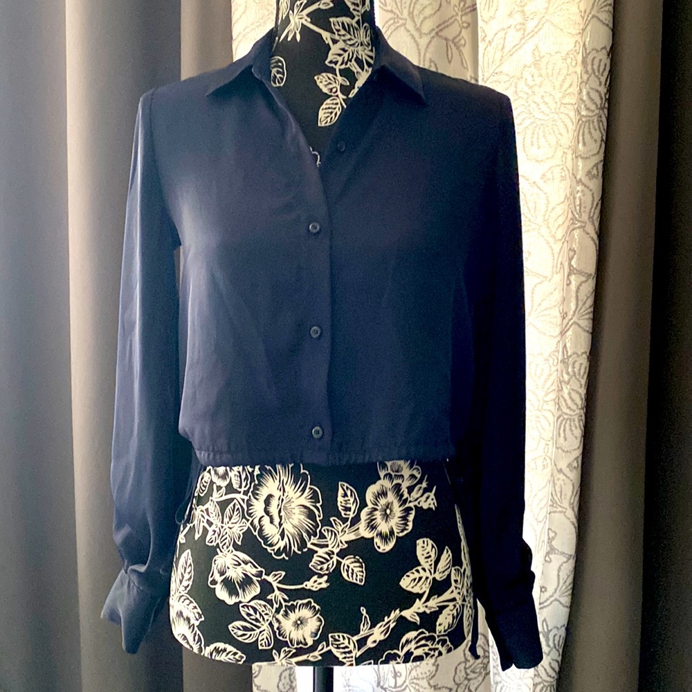 Express Satin Side Tie Banded Bottom Shirt Size XXS